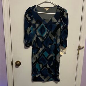 Sequin Hearts Geometric Patterned Dress size small